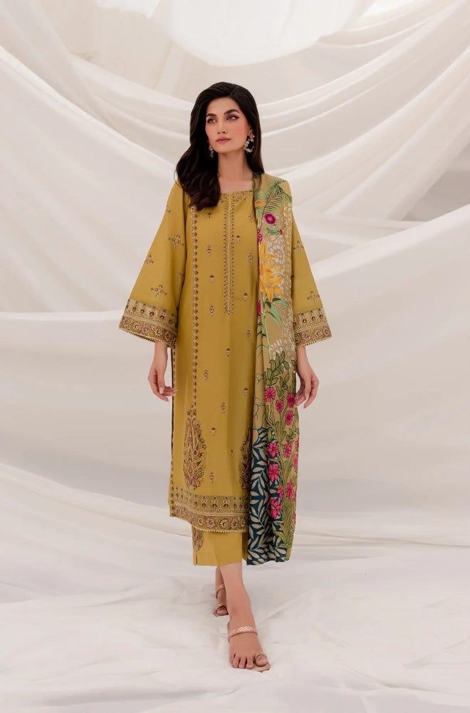 Jazmin - 3PC Dhanak Embroidered Shirt With Wool Printed Dupatta and Trouser - BFB0886