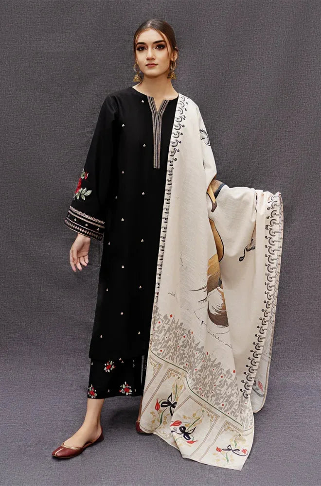 Urge - 3PC Dhana Embroidered Shirt With Twill Printed Dupatta and Trouser - BFB0901