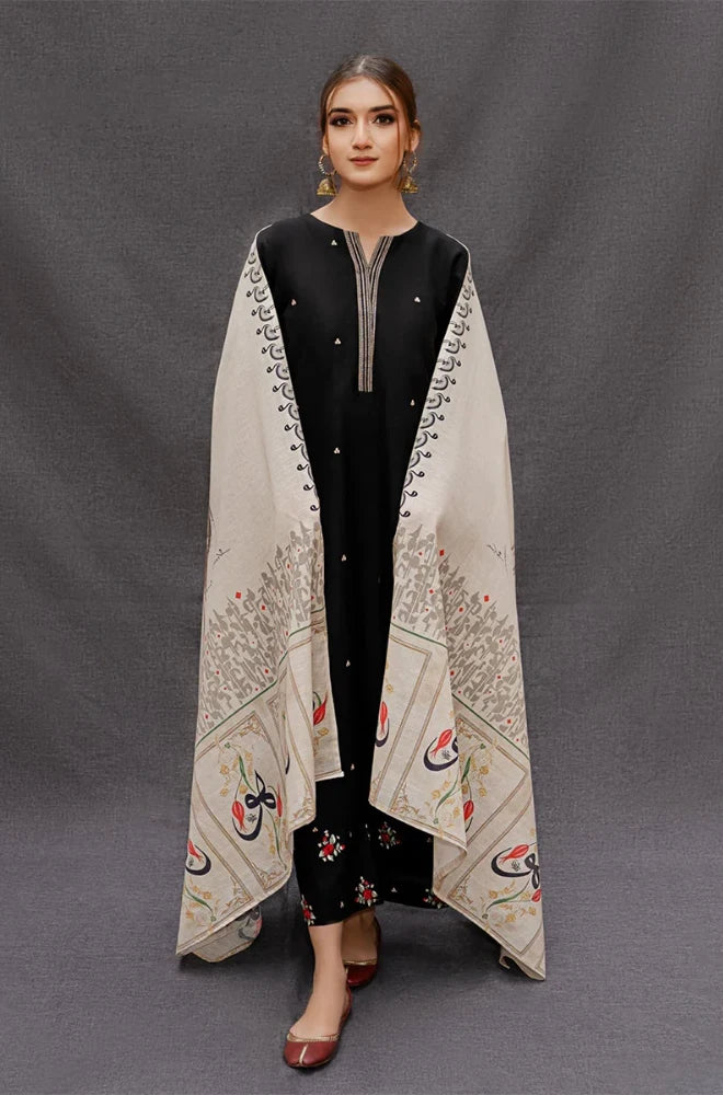Urge - 3PC Dhana Embroidered Shirt With Twill Printed Dupatta and Trouser - BFB0901