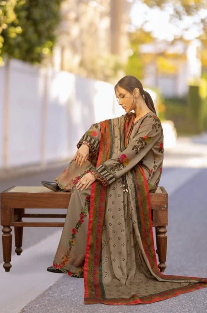 Charizma - 3PC Karandi Printed Shirt With Printed Dupatta and Trouser - BFB01168