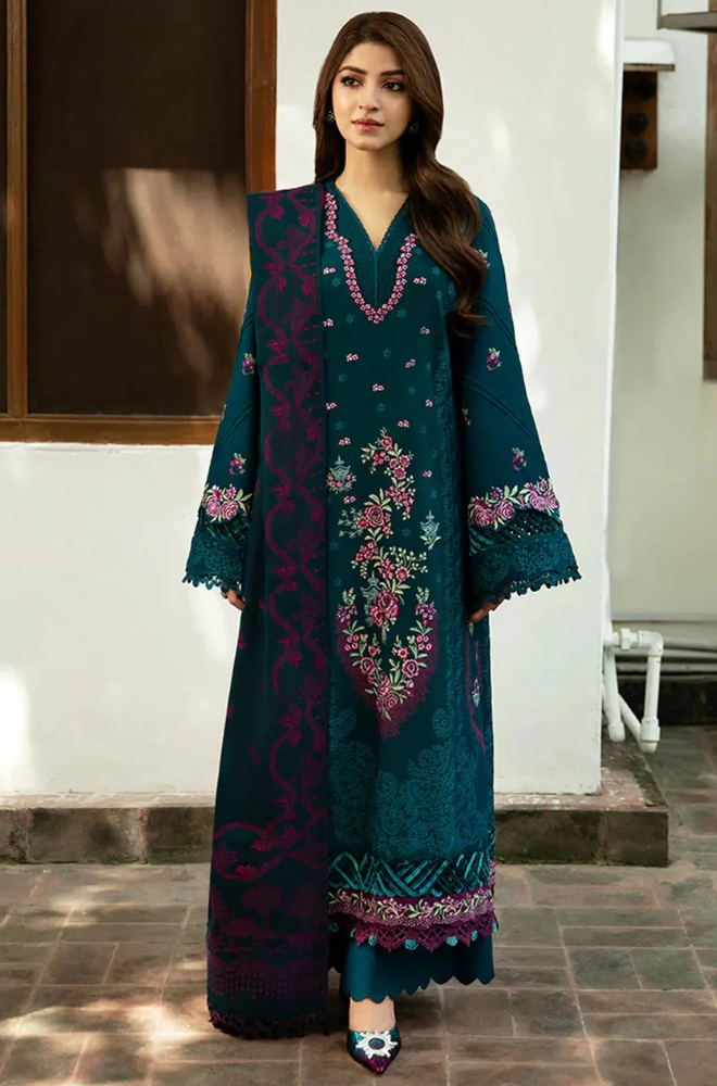 Limelight - 3PC Dhanak Embroidered Shirt With Dhanak Embroidered Dupatta and Trouser - BFB998