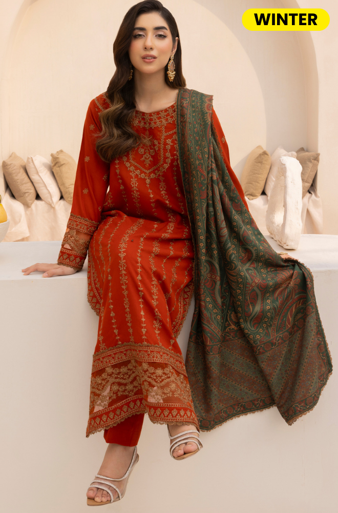 Mohagni - Winter 3PC Dhanak Embroidered Suit - BFB0416