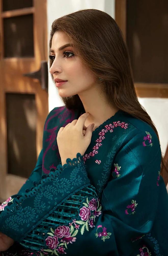 Limelight - 3PC Dhanak Embroidered Shirt With Dhanak Embroidered Dupatta and Trouser - BFB998