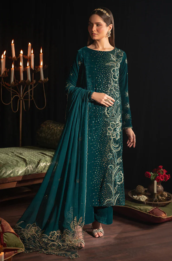 JAZMIN - Winter 3PC Velvet Embroidered Suit - BFB0521