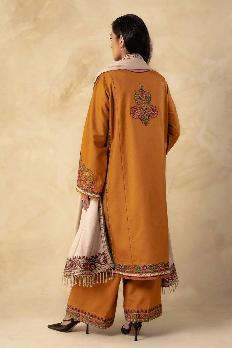Zara Shahjahan - 3PC Dhanak Embroidered Shirt With Embroidered Dupatta and Trouser - BFB0857