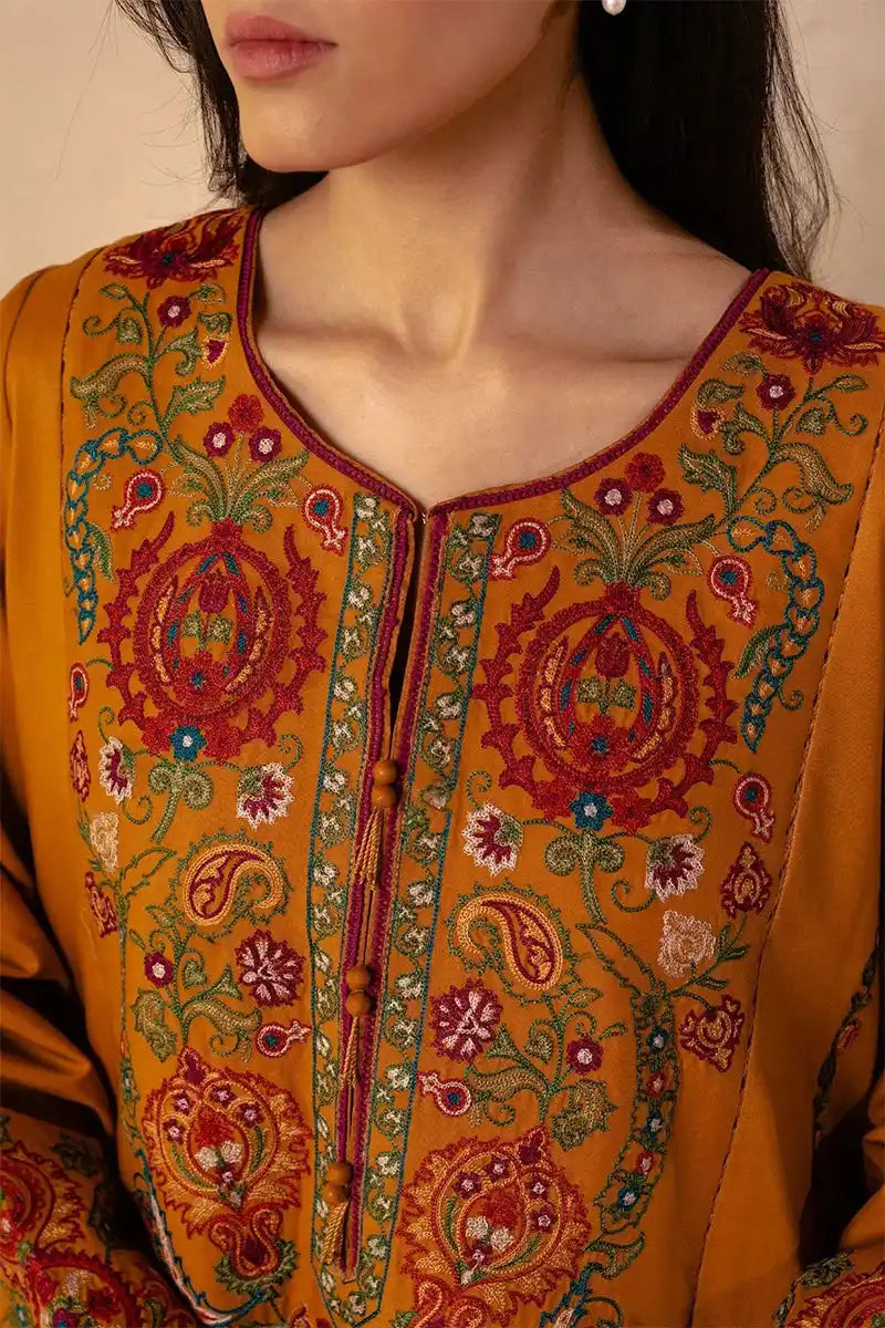 Zara Shahjahan - 3PC Dhanak Embroidered Shirt With Embroidered Dupatta and Trouser - BFB0857
