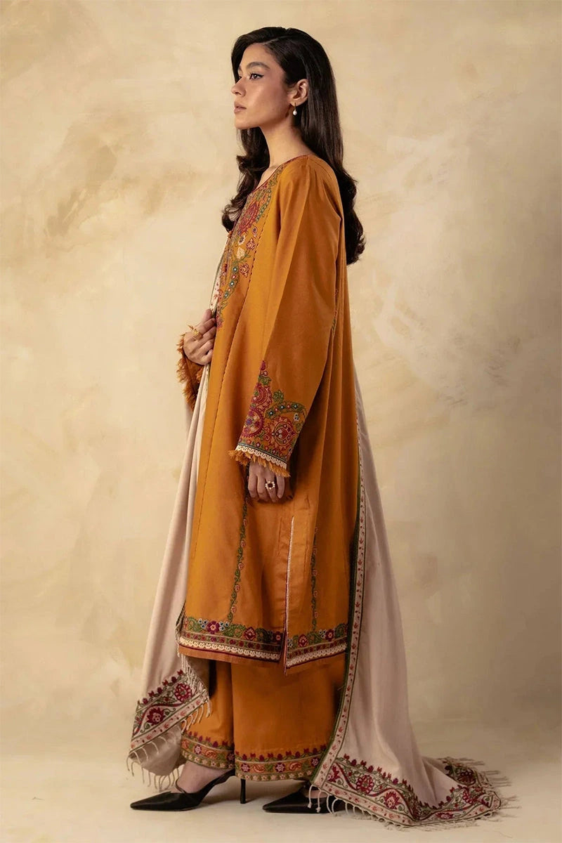 Zara Shahjahan - 3PC Dhanak Embroidered Shirt With Embroidered Dupatta and Trouser - BFB0857