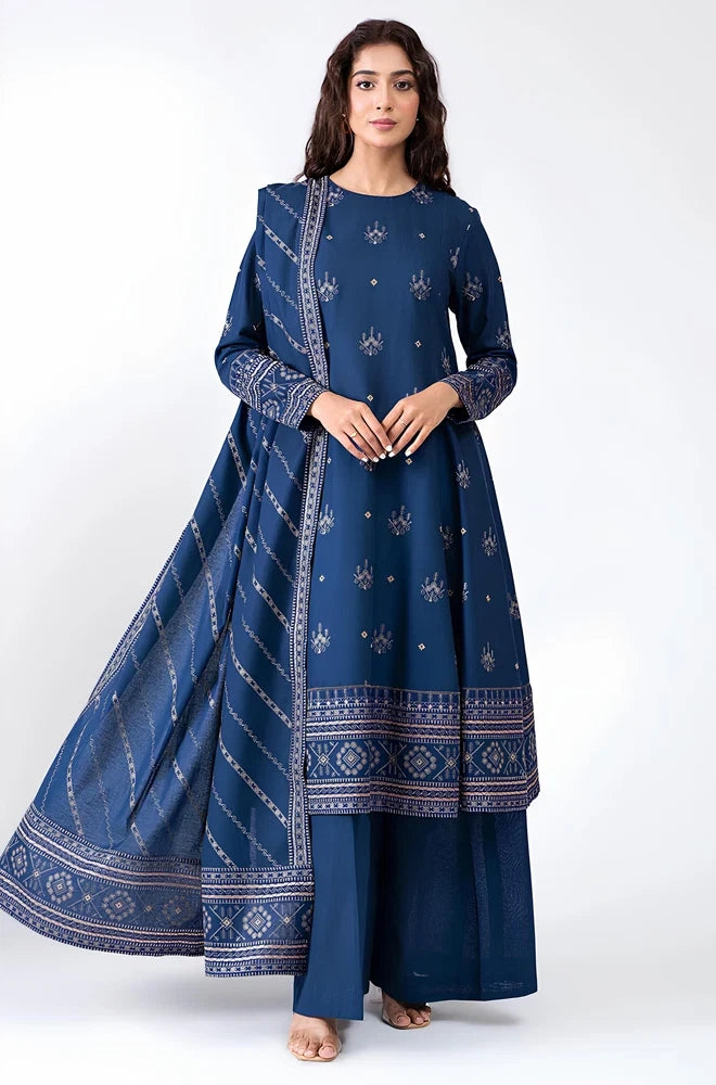 Kayseria - 3PC Dhanak Embroidered Shit With Dhanak Embroidered Dupatta and Trouser - BFB01068