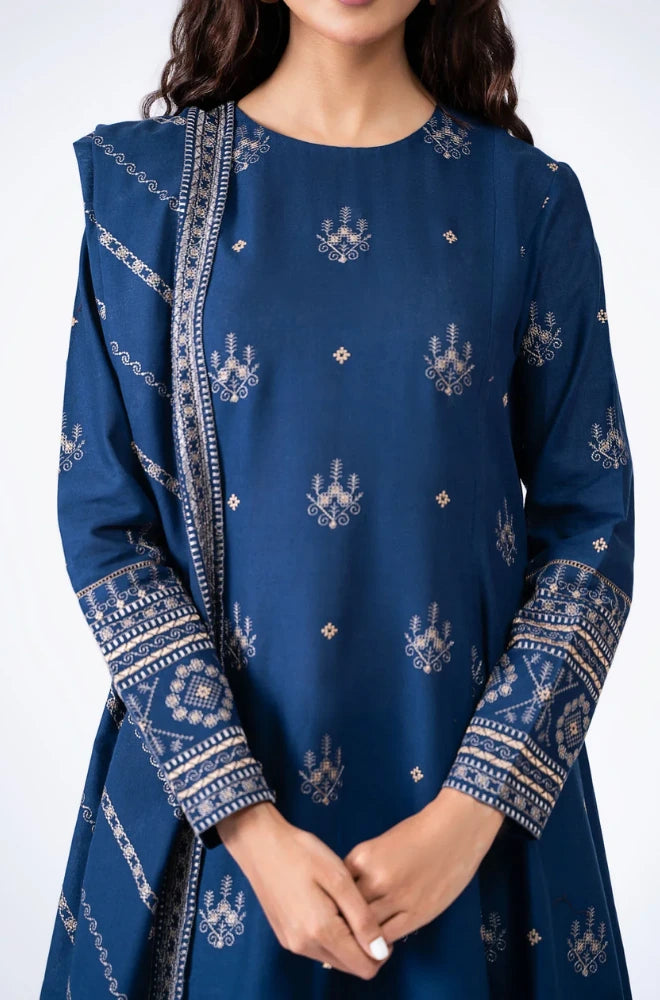 Kayseria - 3PC Dhanak Embroidered Shit With Dhanak Embroidered Dupatta and Trouser - BFB01068