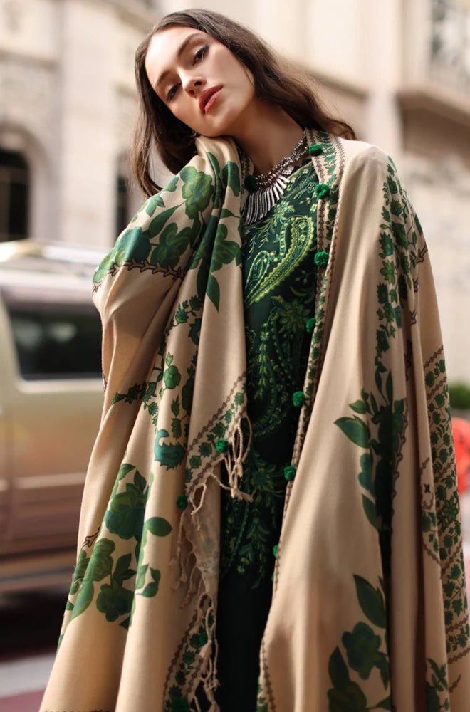 Charizma - 3PC Unstitched Dhanak Embroidered Shirt with Pashmina Printed Dupatta and Trouser - BFB01150