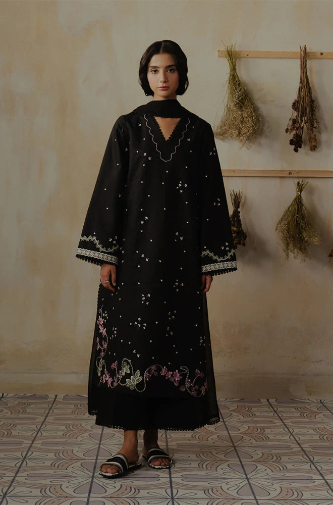 ZIVA - 3PC Dhanak Embroidered Shirt With Chiffon Dupatta and Trouser - BFB0918