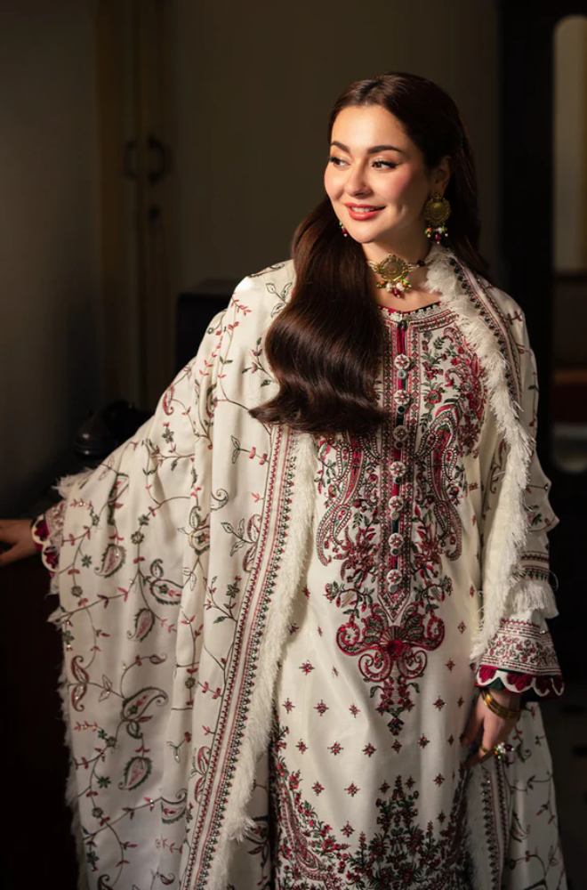 ASIM JOFA - Winter 3PC Dhanak Embroidered Suit - BFB0487