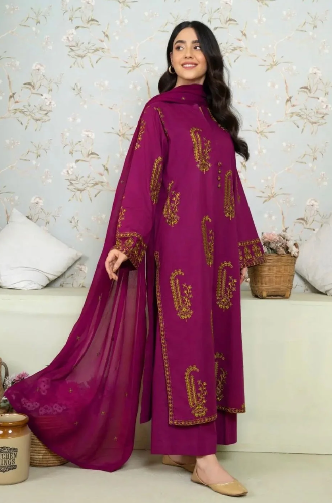 Dyot- 3PC Lawn Embroidered Suit - BFU0106