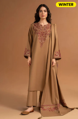 Pezwan - Winter 3PC Dhanak Embroidered Suit - BFB0418