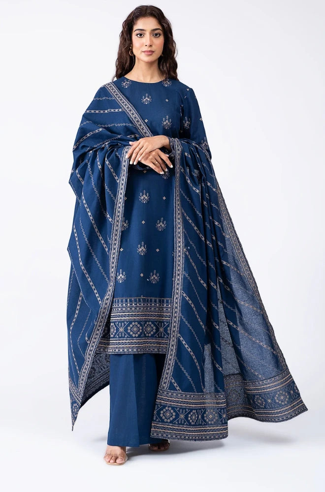 Kayseria - 3PC Dhanak Embroidered Shit With Dhanak Embroidered Dupatta and Trouser - BFB01068