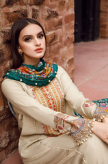 Maria.B - 3PC Dhanak Embroidered Suit- BFRZ0104