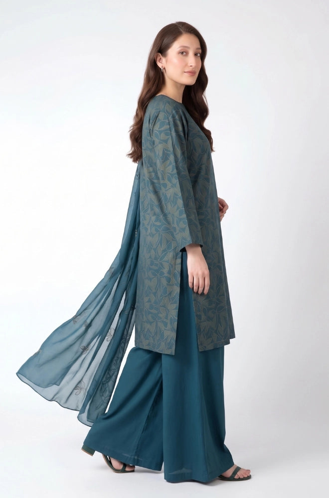 Bareeze - 3PC Dhanak Embroidered Shirt With Chiffon Embroidered Dupatta and Trouser - BFB01080