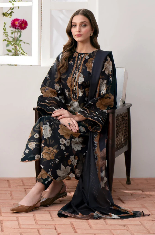 Baroque - 3PC Khaddar Print Suit - BFRZ0080