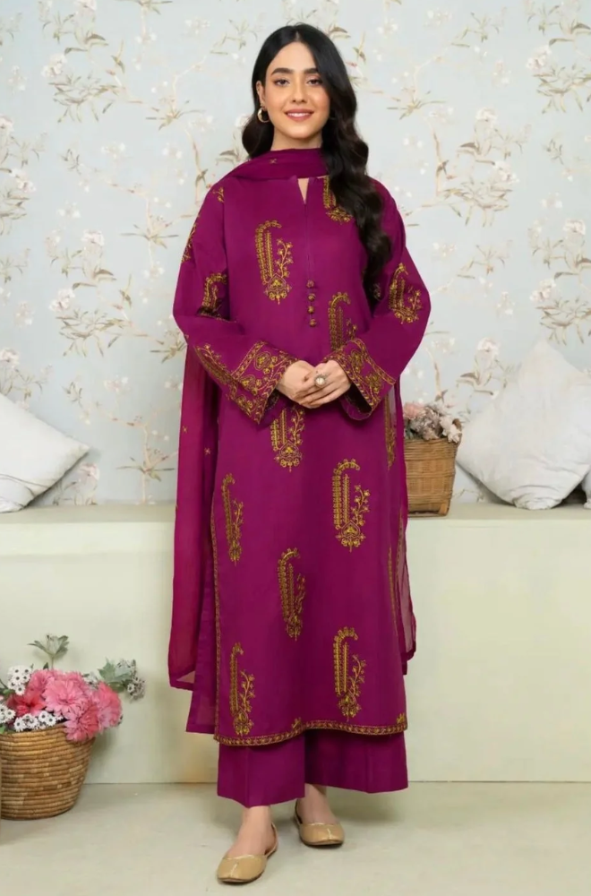 Dyot- 3PC Lawn Embroidered Suit - BFU0106