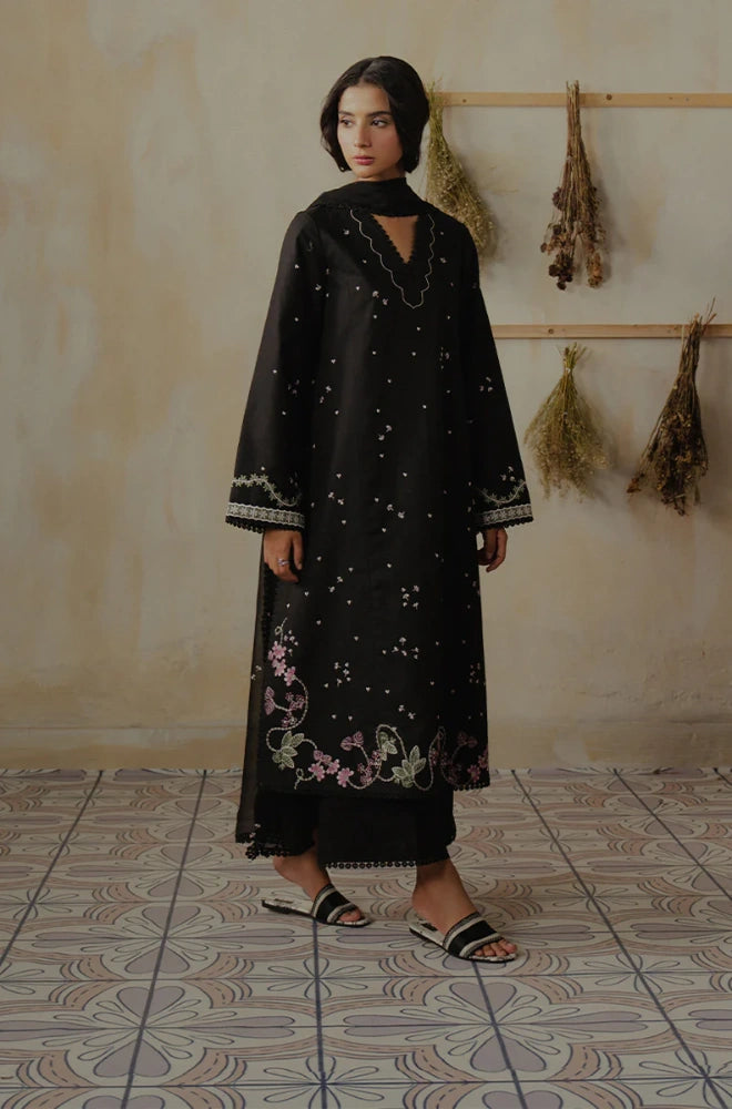 ZIVA - 3PC Dhanak Embroidered Shirt With Chiffon Dupatta and Trouser - BFB0918