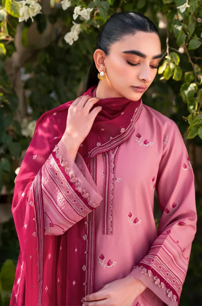 XENIA FORMALS - 3PC Lawn Embroidered Shirt with Chiffon Embroidered Dupatta and Trouser - BFB0658