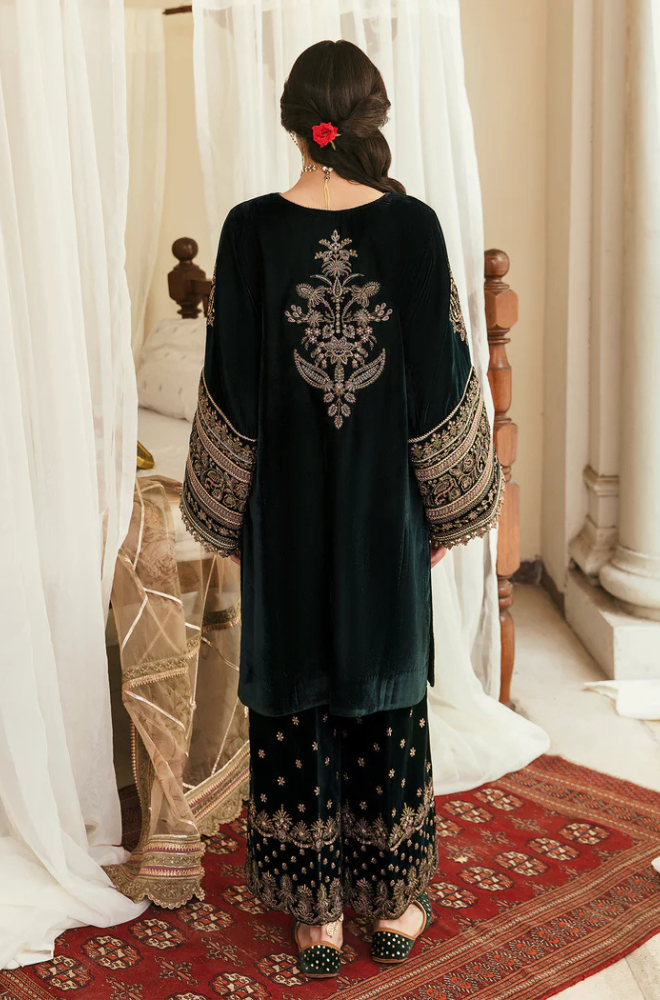 Boraque -Winter 3PC Velvet Embroidered Suit - BFB0400