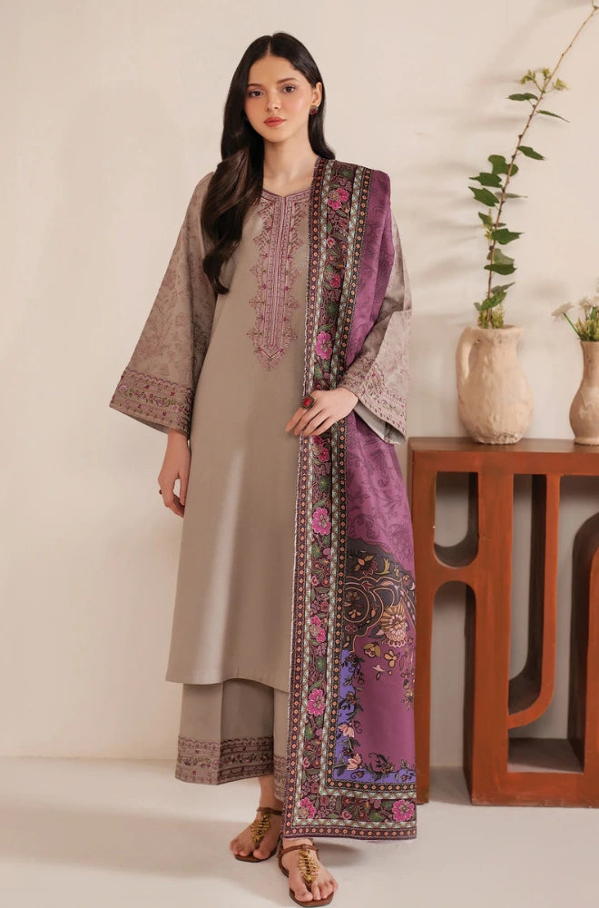 GARNET - 3PC Lawn Embroidered Shirt with Lawn Printed Dupatta and Trouser - BFB0232