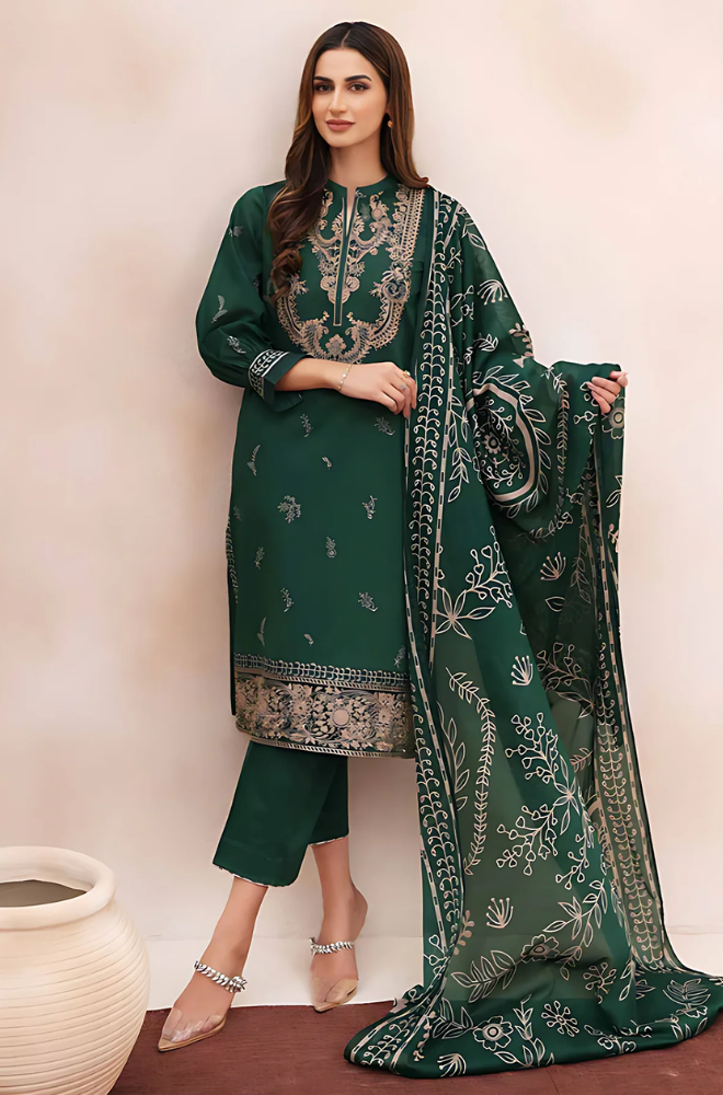 Jazmine - 3PC Dhanak Embroidered Suit - BFB0139