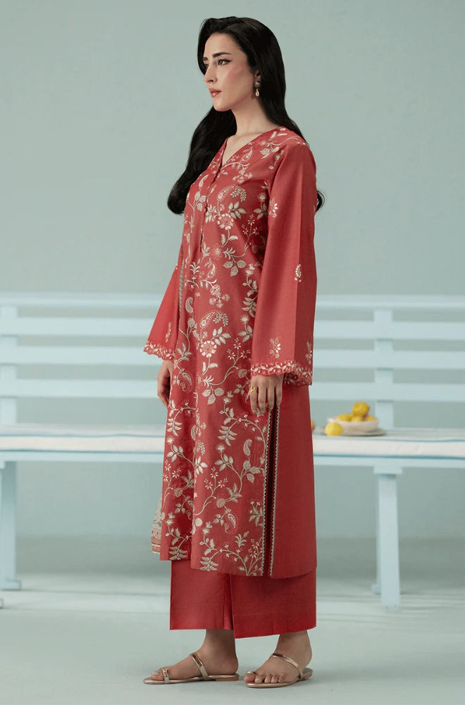 Seran - 3PC Dhanak Embroidered Shirt With Twill Printed Dupatta and Trouser - BFB0897