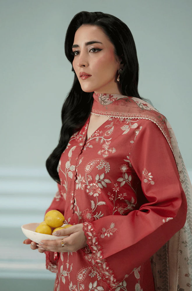 Seran - 3PC Dhanak Embroidered Shirt With Twill Printed Dupatta and Trouser - BFB0897