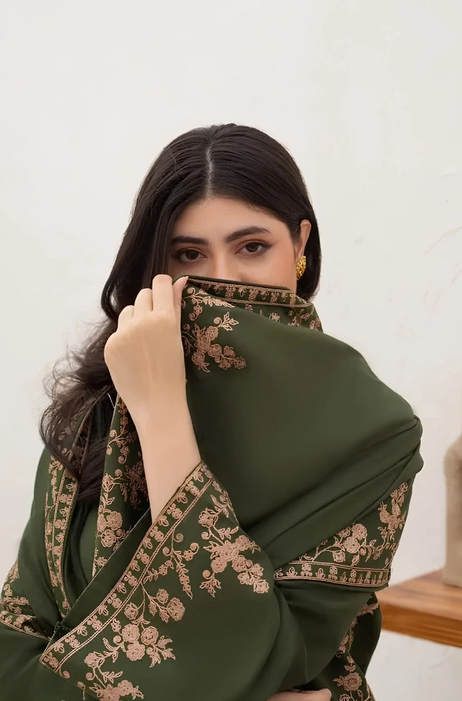 Agha Noor - 3PC Dhanak Embroidered Shirt With Dhanak Embroidered Dupatta and Trouser - BFB01063