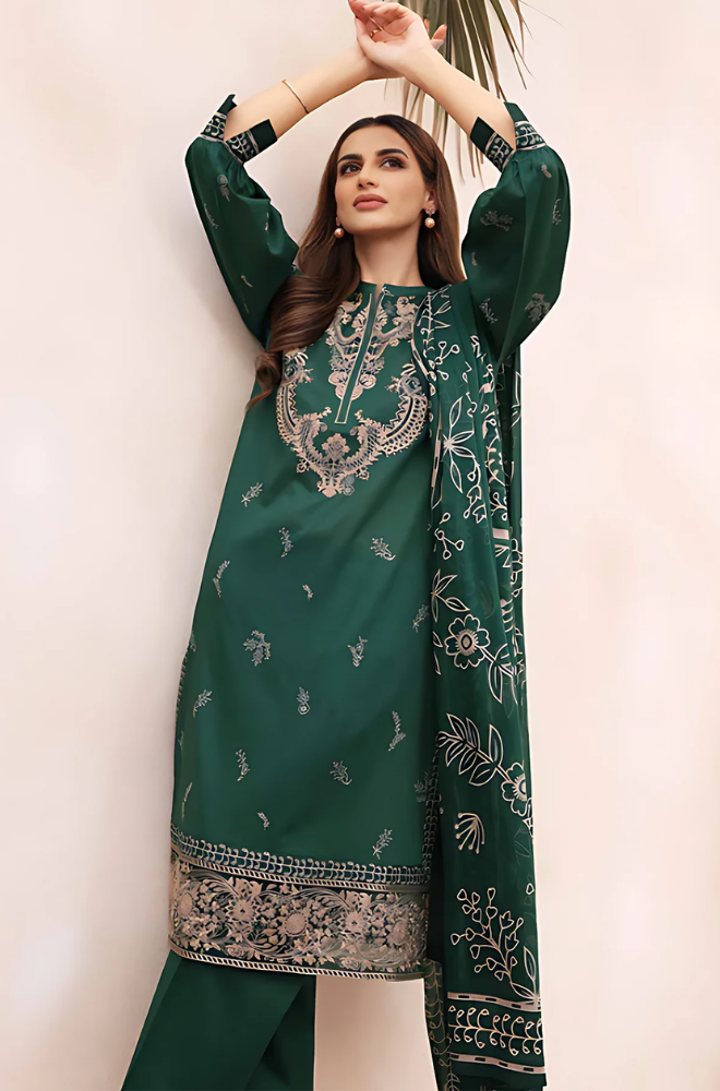 Jazmine - 3PC Dhanak Embroidered Suit - BFB0139