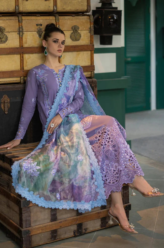 QALAMKAR - 3PC Lawn Embroidered Shirt with Monar Printed Dupatta and Trouser - BF0021