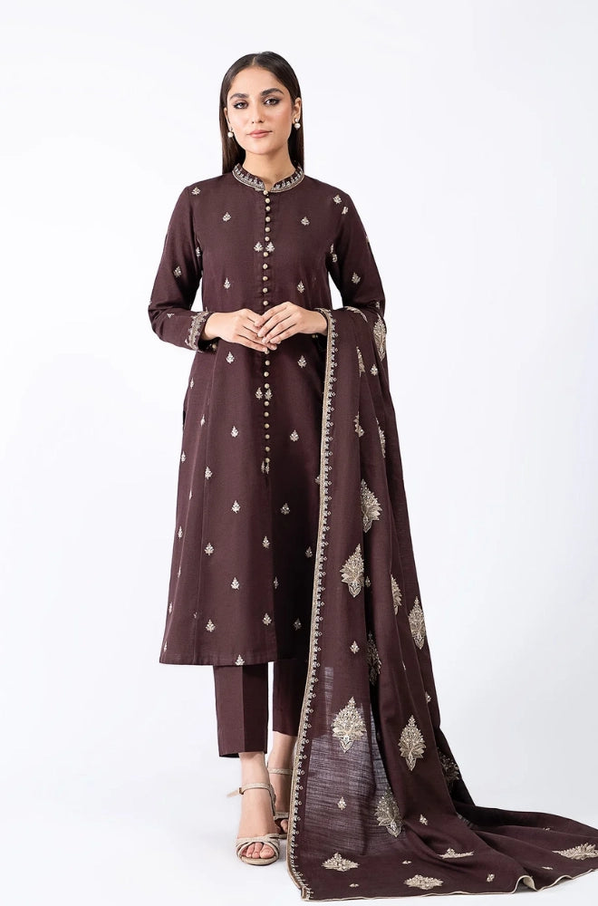 Kayseria - 3PC Dhanak Embroidered Shirt With Dhanak Embroidered Dupatta and Trouser - BFB01067