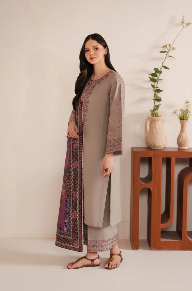 GARNET - 3PC Lawn Embroidered Shirt with Lawn Printed Dupatta and Trouser - BFB0232