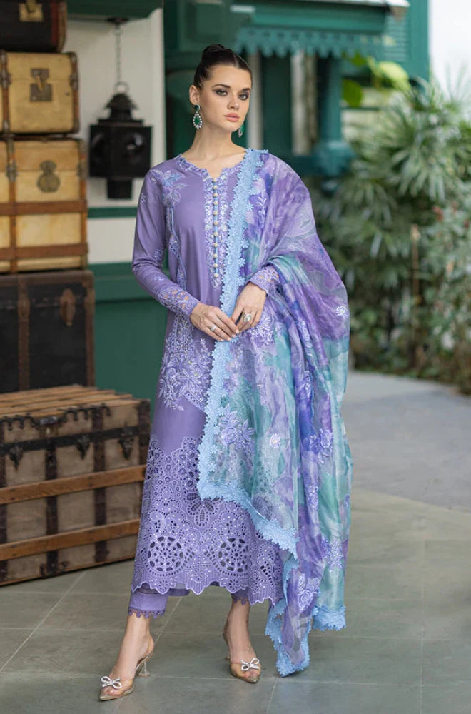 QALAMKAR - 3PC Lawn Embroidered Shirt with Monar Printed Dupatta and Trouser - BF0021