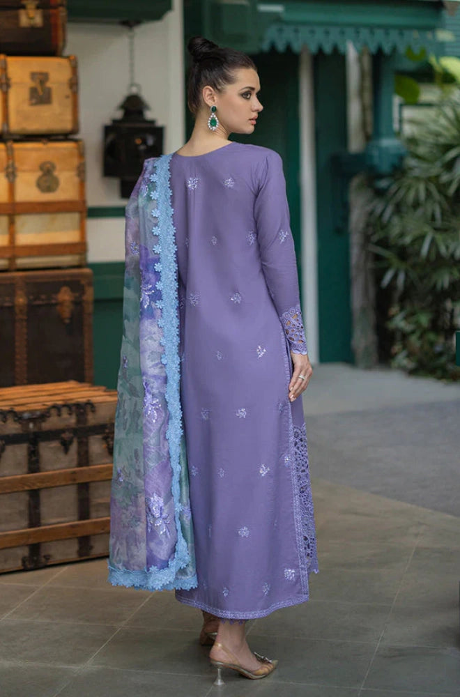QALAMKAR - 3PC Lawn Embroidered Shirt with Monar Printed Dupatta and Trouser - BF0021