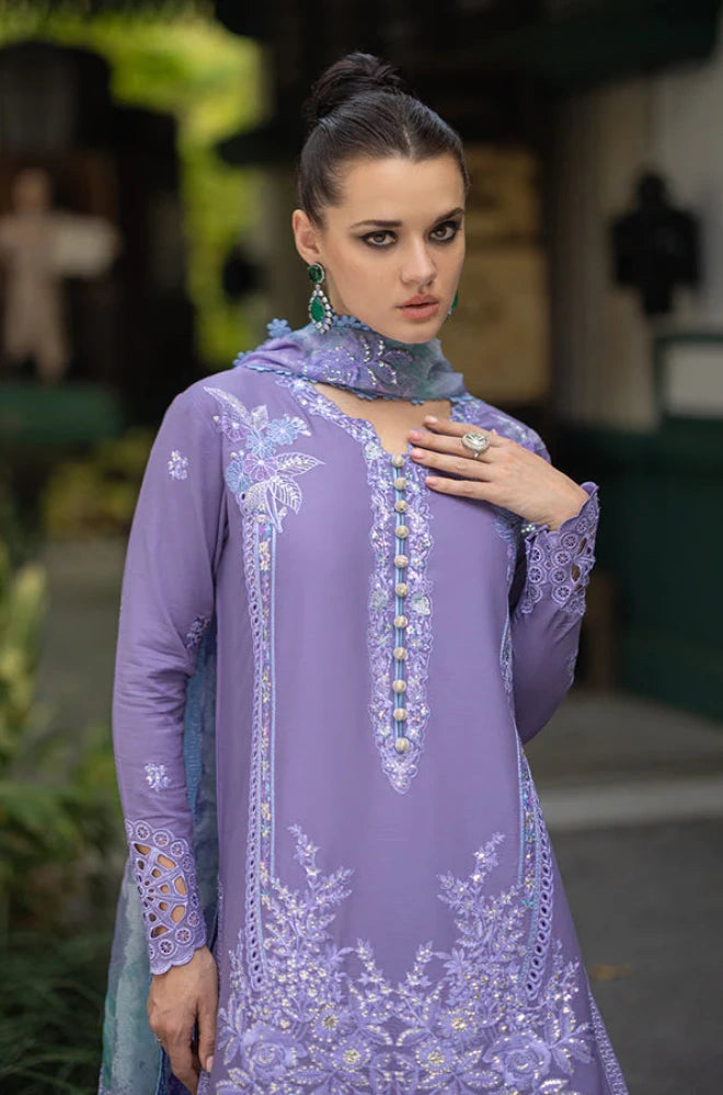 QALAMKAR - 3PC Dhanak Embroidered Shirt with Wool Printed Shawl Dupatta and Trouser - BF00210