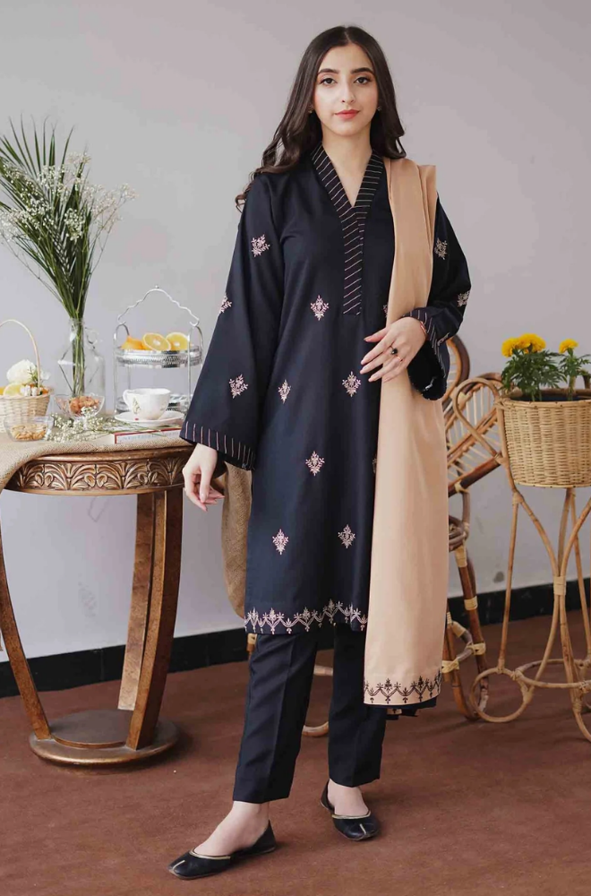 Asling - Winter 3PC Dhanak Embroidered Suit - BFB0203