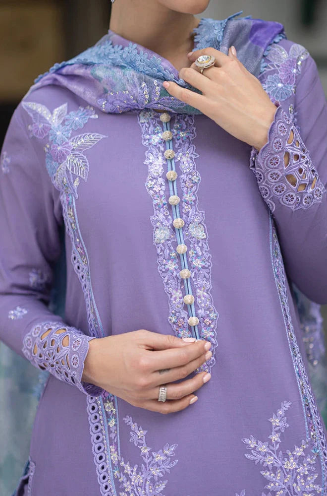 QALAMKAR - 3PC Lawn Embroidered Shirt with Monar Printed Dupatta and Trouser - BF0021
