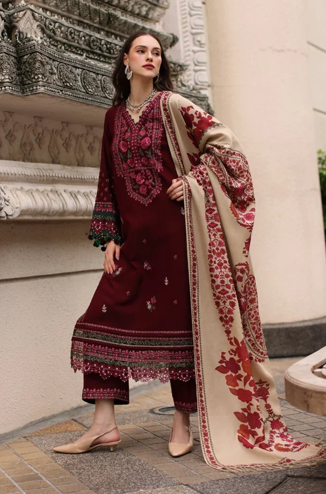 Charizma - 3PC Unstitched Dhanak Embroidered Shirt with Pashmina Printed Dupatta and Trouser - BFB01151