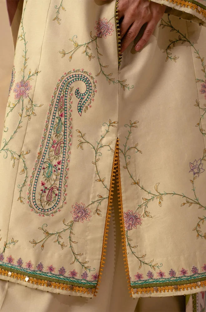 Zara Shahjahan - 3PC Dhanak Embroidered Shirt With Twill Printed Dupatta and Trouser - BFB0915