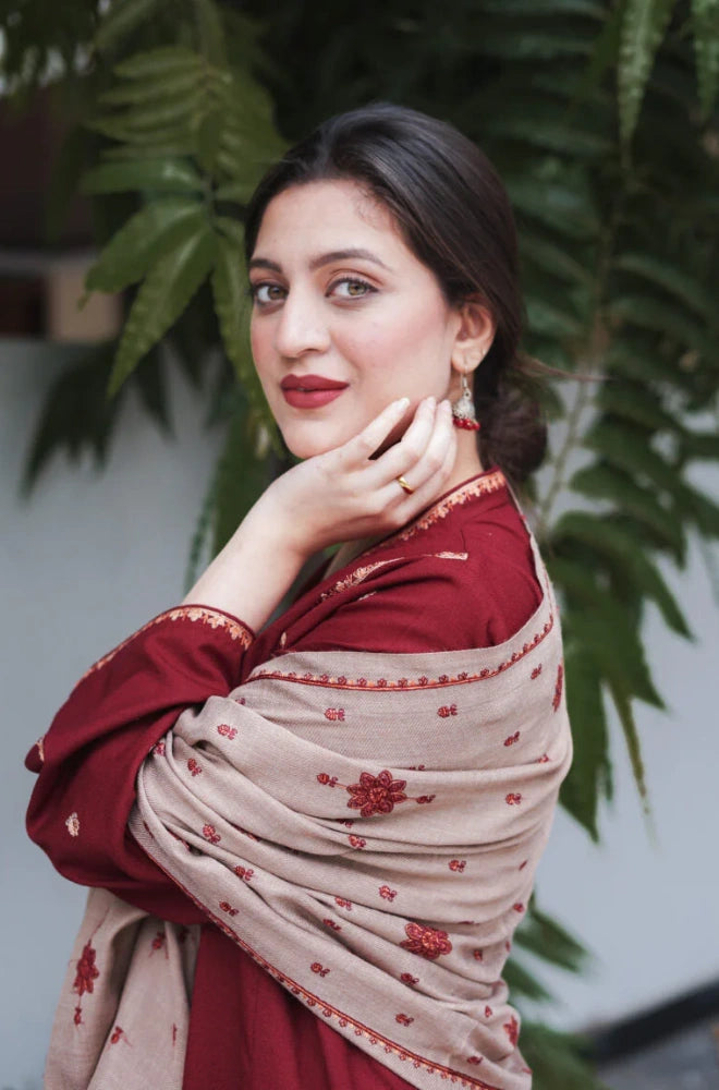 Asling - 3PC Dhanak Embroidered Shirt With Dhanak Embroidered Dupatta and Trouser - BFB0877