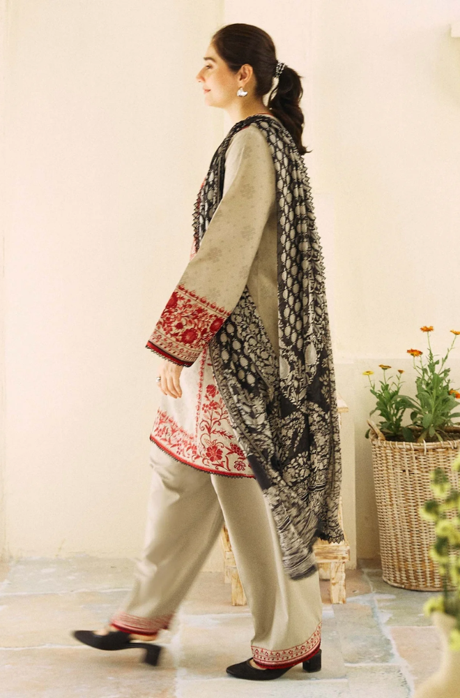 Coco By Zara Shahjahan - 3PC Dhanak Embroidered Suit - BFU0050