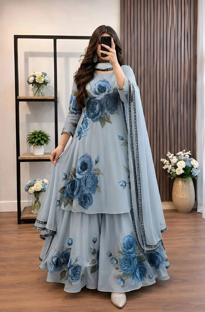 BlueFery - 3PC Lawn Maxi Style Printed Dress - BFB0924