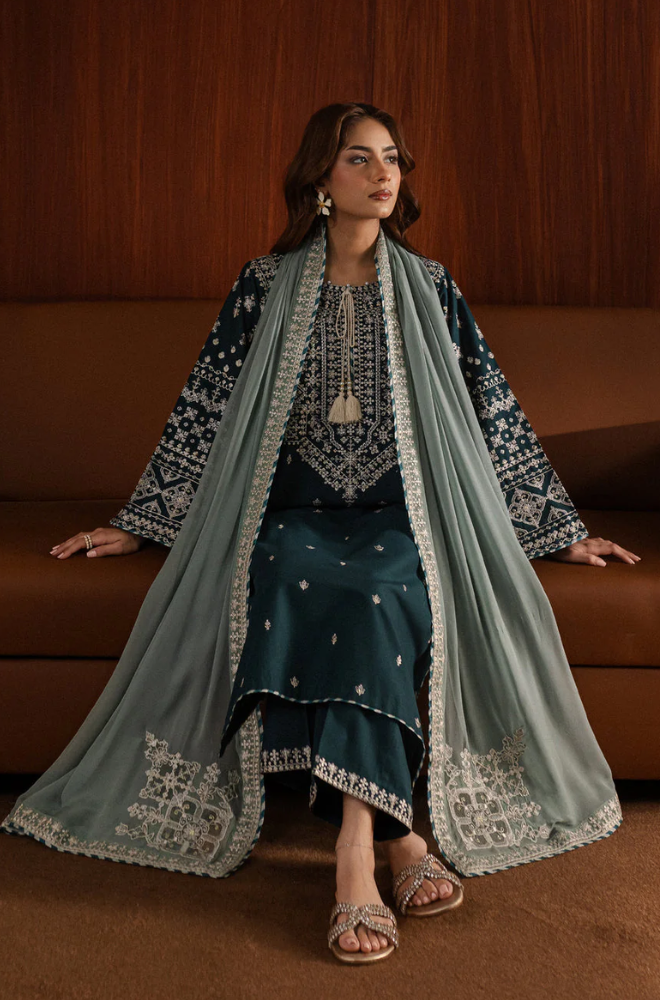 ARZOO - Winter 3PC Dhanak Embroidered Suit - BFB0425