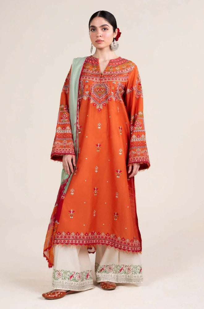 ZARA SHAHJAHAN - 3PC Lawn Embroidered Shirt with Monar Printed Dupatta and Trouser - BFU0069