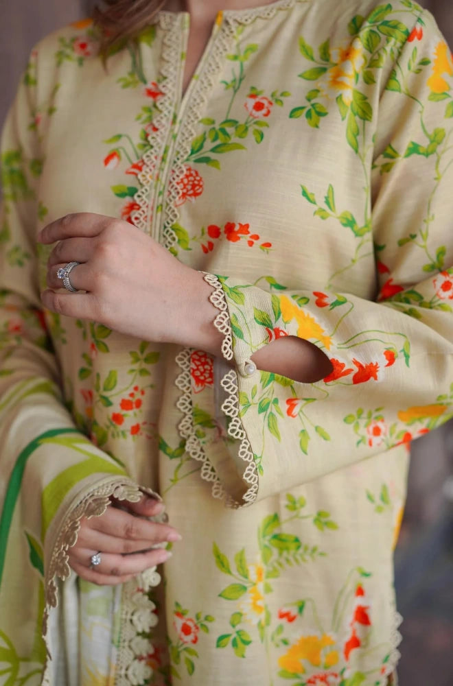 3PC Karandi Printed Shirt With Karandi Printed Dupatta and Trouser - BFB0937