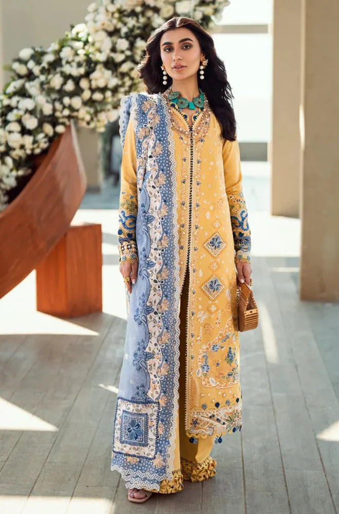 QALAMKAR - 3PC Lawn Chikankari Embroidered Shirt With Monar Embroidered Dupatta and Trouser  - BFB0723