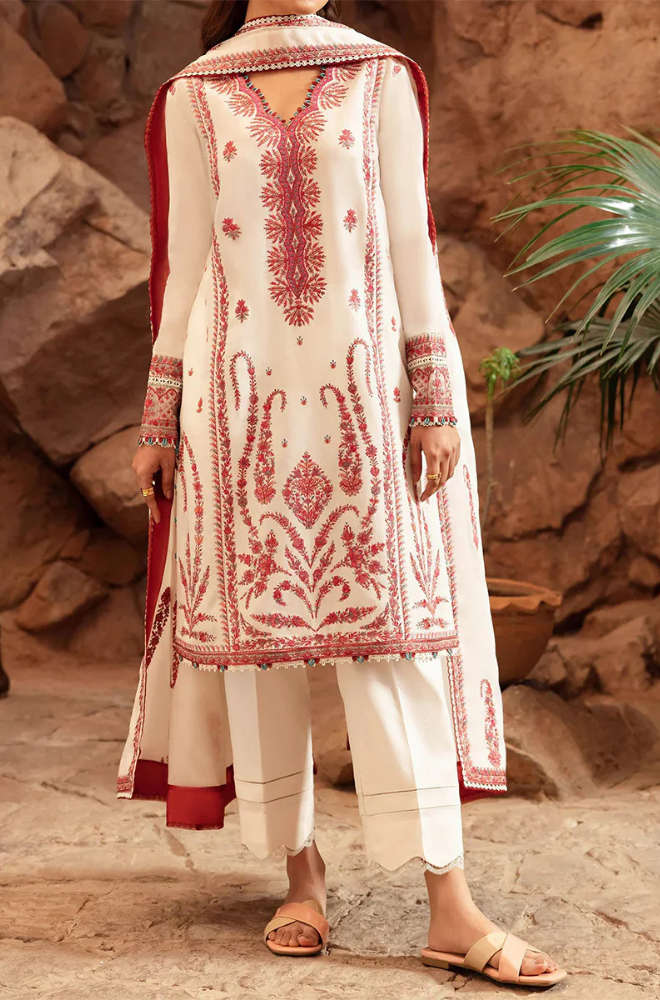 Cross Stitched - 3PC Dhanak Embroidered Suit- BFRZ0101